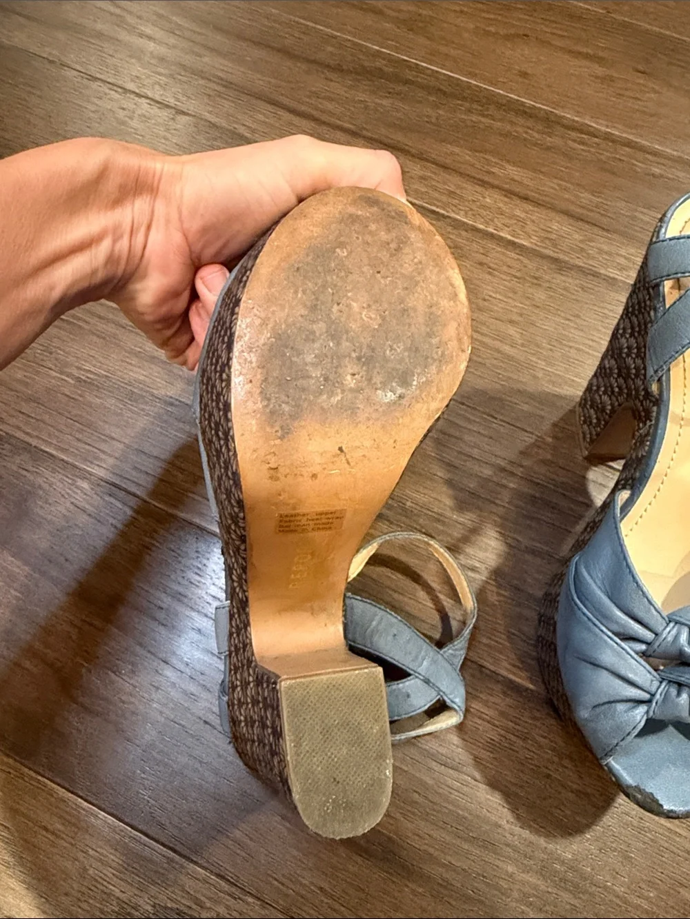 Report Platform Denim Blue Slingback Wedges Size 8 - C61-002
